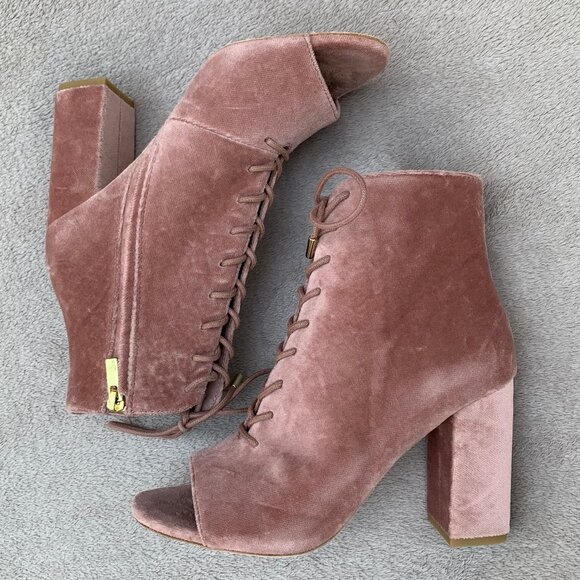 Joie Lakia Velour Peep Toe Heel Booties Sz EU38 NWOT - Picture 11 of 15